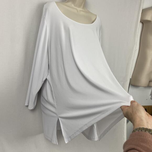Slinky Brand Tunic Top Womens 3X White Scoop Neck Stretch Travel Knit Flowy - Picture 4 of 12